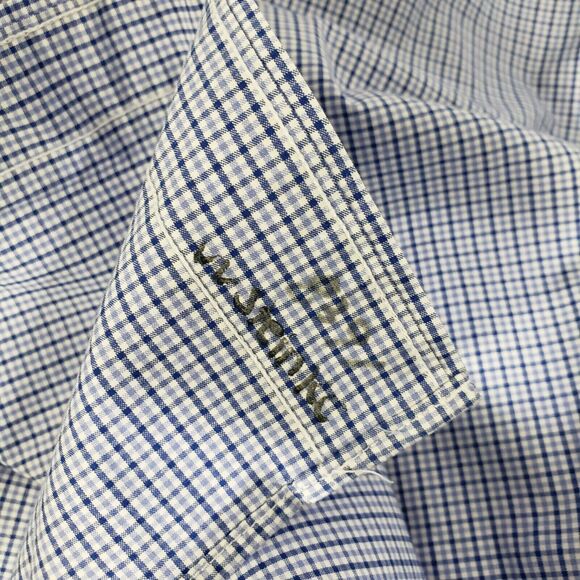 Tommy Hilfiger Mens Shirt Large Button Long Sleeve Plaid Blue Cotton Logo Pocket - Picture 10 of 11